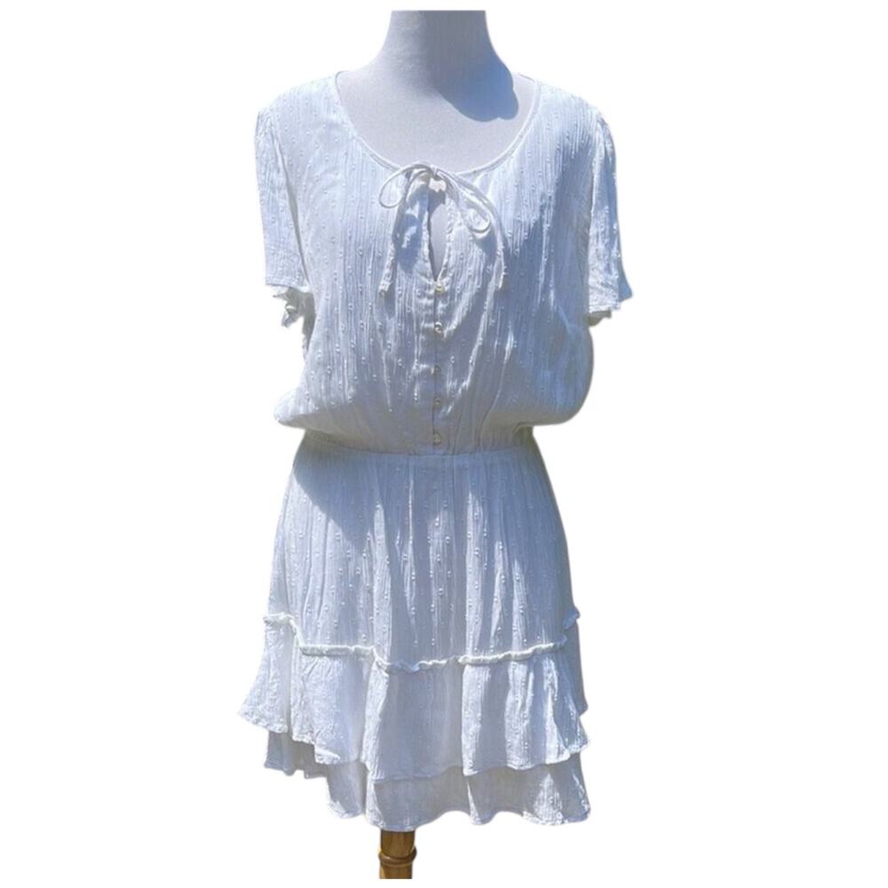 Abercrombie White Eyelet Tie Front Midi Dress